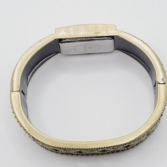 Heidi Daus Women's Double Trouble Cuff Wrist Watch Swarovski Crystals Brass Tone - Picture 6 of 9